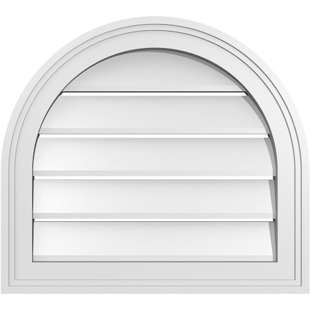 Ekena Millwork Round Top Surface Mount PVC Gable Vent: Functional, w/ 2"W x 1-1/2"P Brickmould Frame, 20"W x 18"H GVPRT20X1802SF